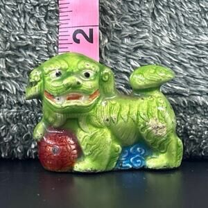 Chinese Cloisonné Enamel Miniature Foo Dog Brass Figurine ADORABLE